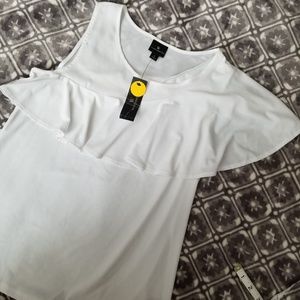 Worthington White Ruffle Tank Top Blouse